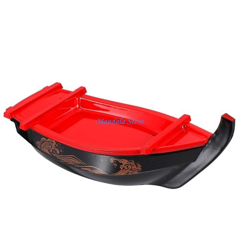U2JC Ship Sushi Plate Sashimi Serving Tray Creative Display Plate Plastic Texture for Home and Restaurant Use
