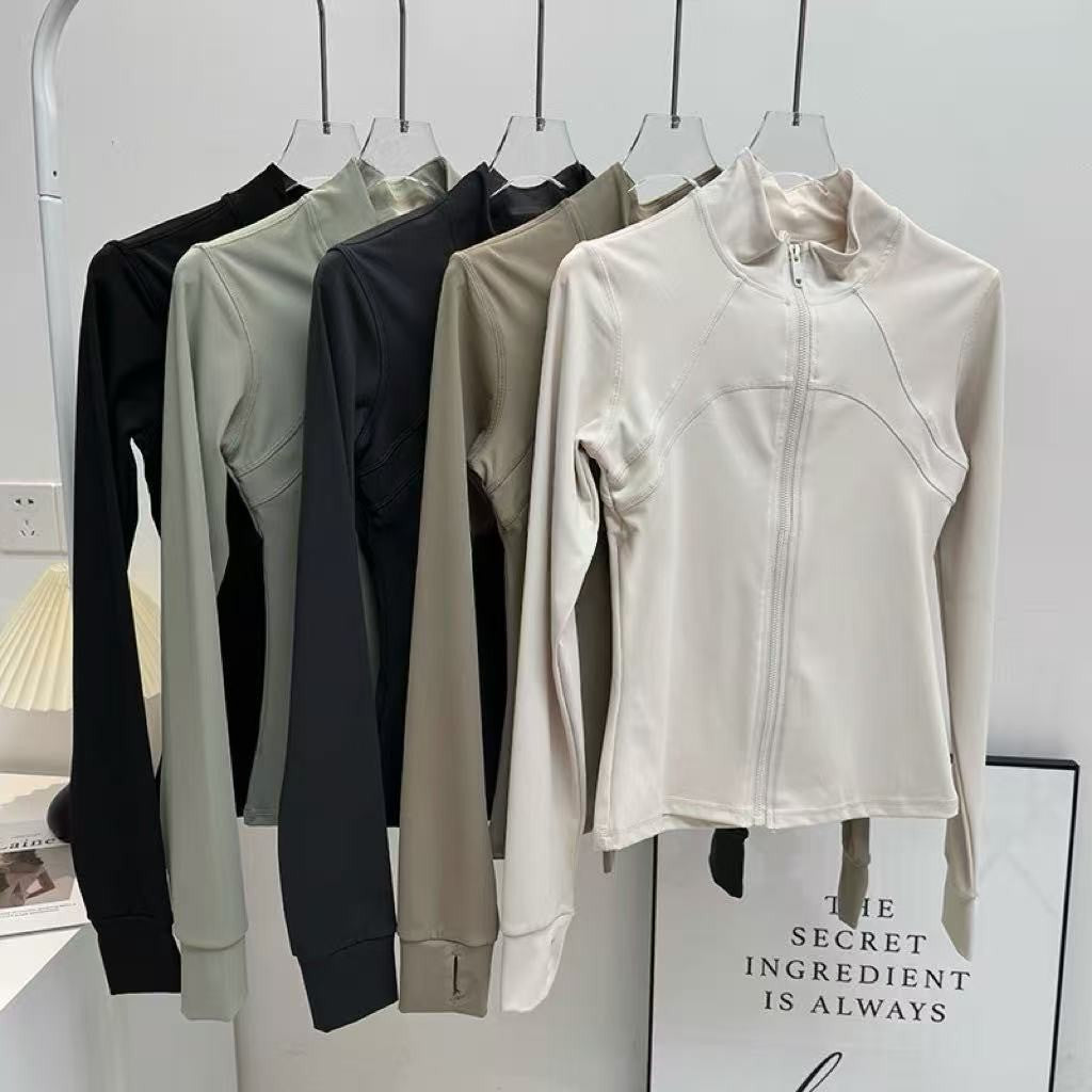 Yoga Suit Women's High-end Standing Collar Long Sleeved Sports Jacket Running Training Fitness Top Windproof Running Suit
