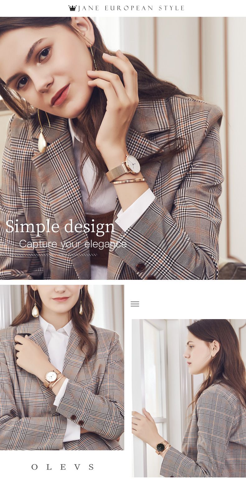 OLEVS Milanese Steel Band Quartz Women's Watch 5190