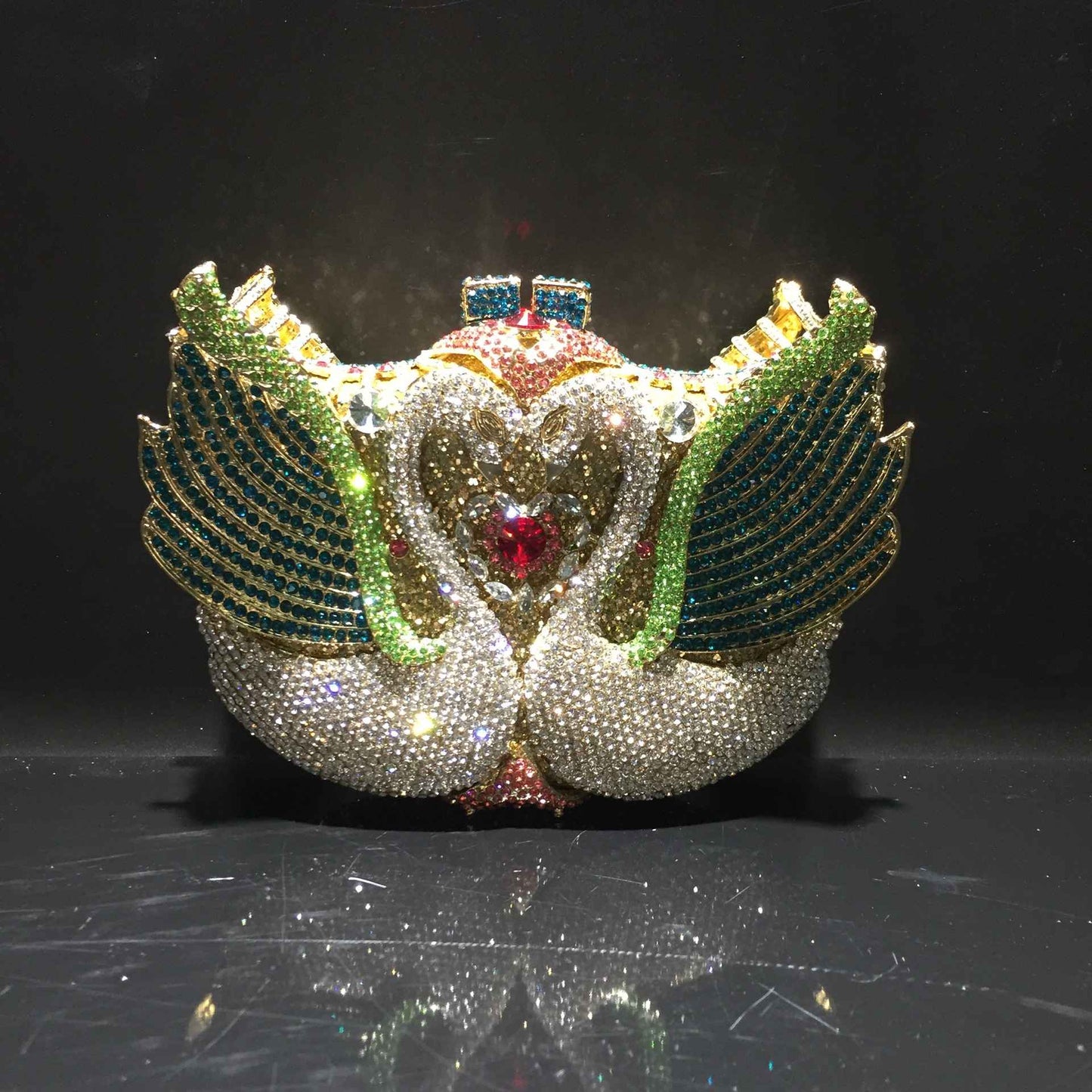 XIYUAN Pink/Black/Blue/Gold Crystal Evening Clutches Bag Hollow Out Women Metal Clutch Purse Wedding Party Prom Dinner Handbag