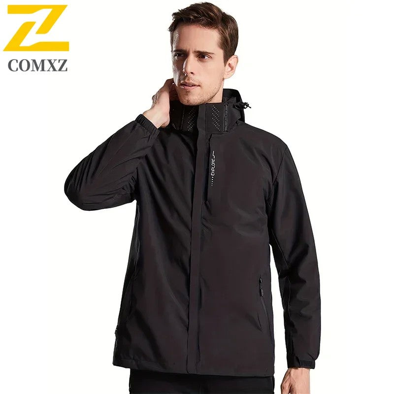 Spring Autumn New Men Casual Jacket Men Outdoor Windproof Waterproof Athletes Jacket Coat Detachable Hat Jackets Male M-5XL