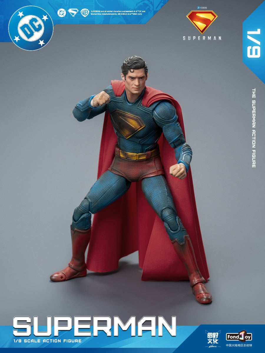 2025 Boneco de Ação Original Fondjoy David Corenswet Superman 1/9 Novo Boneco Superman Articulado em PVC Brinquedo Infantil Presente para Menino