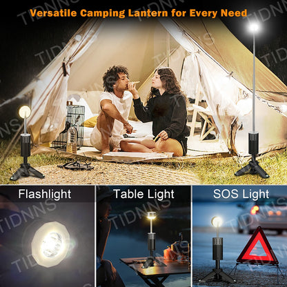 Telescopic Camping Light Rechargeable 21000mAh Portable Outdoor Camping Lantern 4 Light Modes With Tripod Storage Bag Emergency