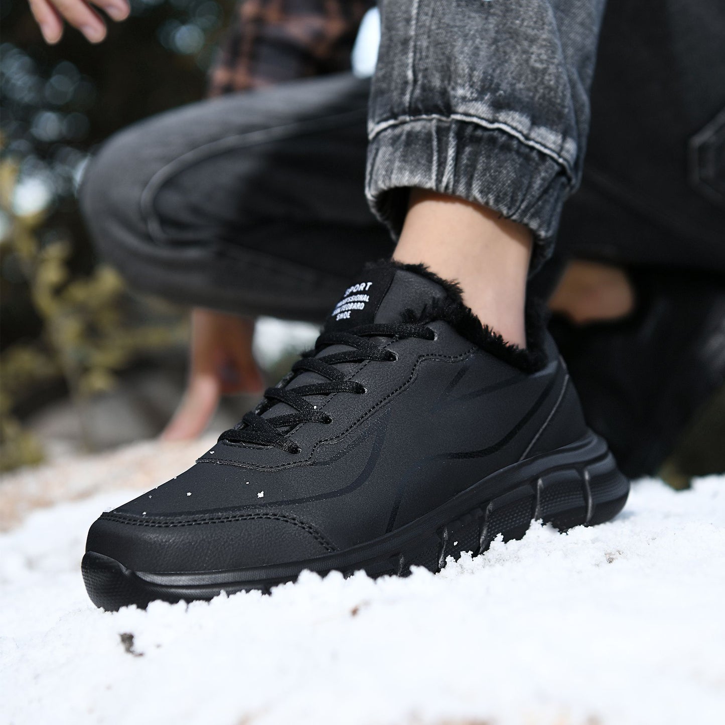 Tênis Masculino de Inverno Quente com Forro de Lã Confortável Impermeável Tamanhos Extras 46 47 48 Calçado Esportivo Casual Zapatillas Hombre