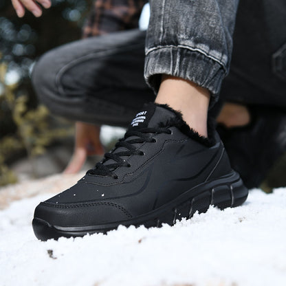 Tênis Masculino de Inverno Quente com Forro de Lã Confortável Impermeável Tamanhos Extras 46 47 48 Calçado Esportivo Casual Zapatillas Hombre