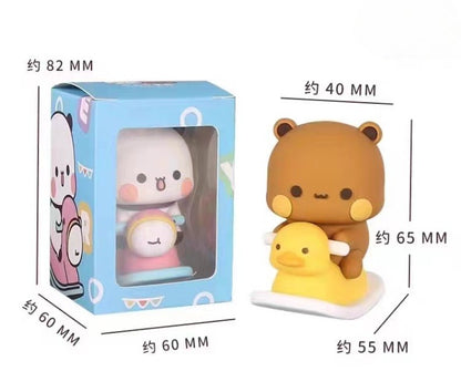 Figura de Urso Panda Fofo Bubu Dudu Kawaii Desenho Animado Modelo de Panda Criativo Animado Enfeites de Carro de Animal de Primavera