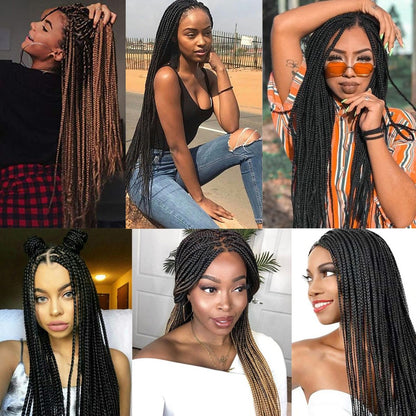 Novo estilo Ombre Box Braided Wigs para mulheres, peruca trançada, peruca com couro cabeludo falso, atacado de perucas Perruque Longue Synthétique Braiding Hair Wig