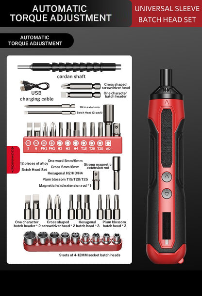 Chave de Fenda Elétrica de Precisão Recarregável para Casa Mini Furadeira Elétrica Pequena Kit de Ferramentas Elétricas Multifuncional Conjunto de Chaves de Fenda