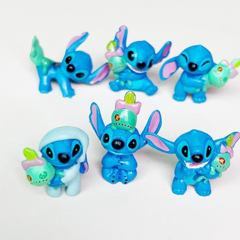 6 Peças Lilo & Stitch Desenho Animado Modelo de Boneco Coleção Anime Enfeite de Mesa Decoração de Bolo de Aniversário Brinquedos Infantis Presentes