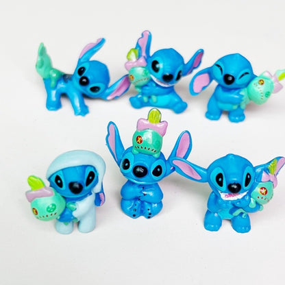 6 Peças Lilo & Stitch Desenho Animado Modelo de Boneco Coleção Anime Enfeite de Mesa Decoração de Bolo de Aniversário Brinquedos Infantis Presentes
