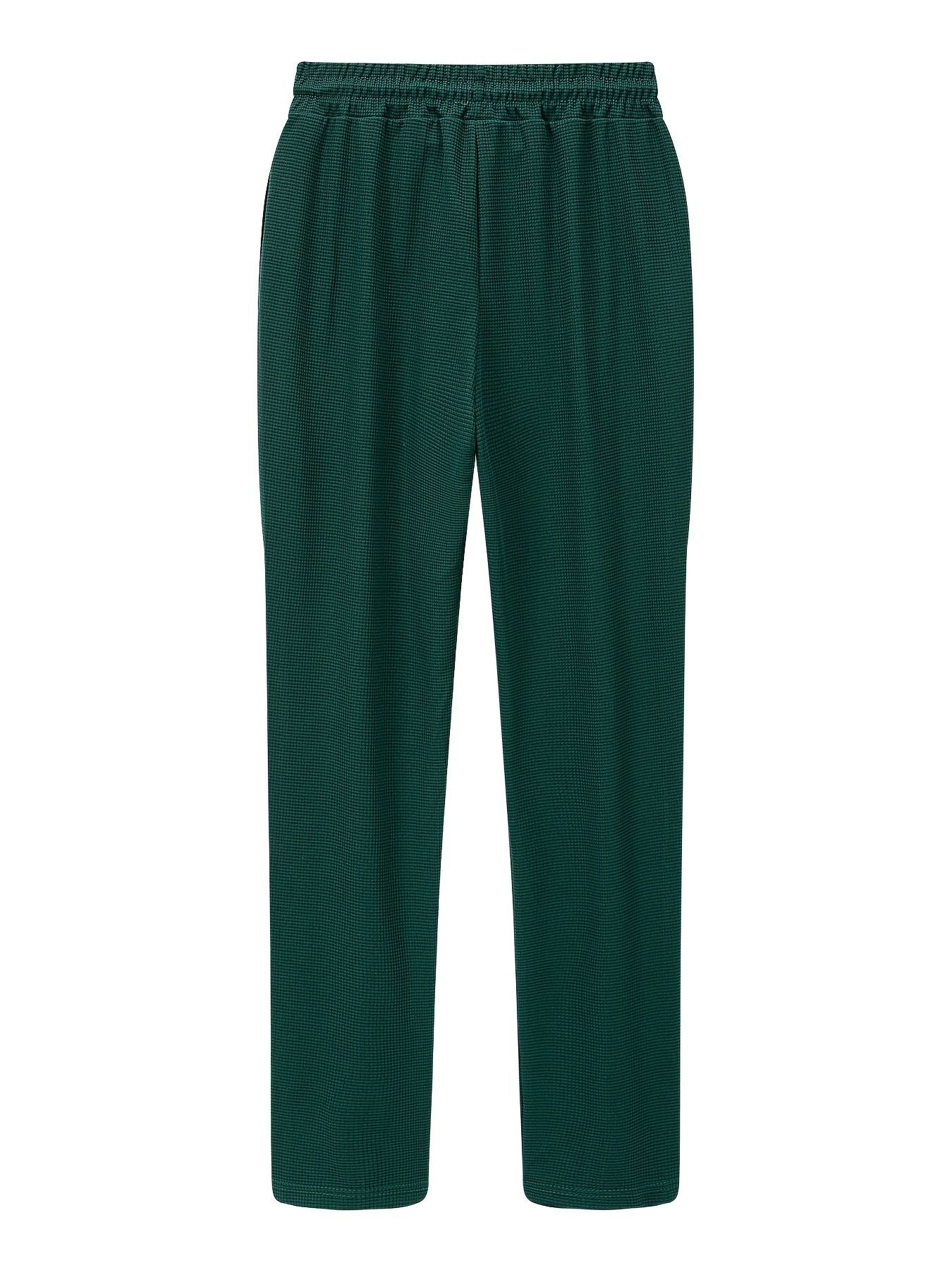 Calça Masculina Casual de Waffle de Cintura Média Calça Leve e Elegante Adequada para Todas as Estações