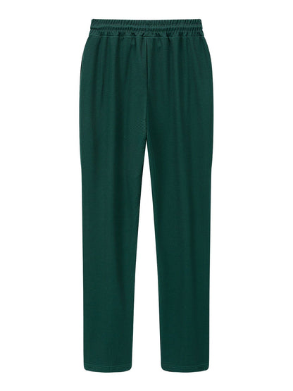 Calça Masculina Casual de Waffle de Cintura Média Calça Leve e Elegante Adequada para Todas as Estações