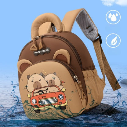 Mochila de Capivara Kawaii de Desenho Animado, Nylon Leve, Mochila Escolar de Capivara, Grande Capacidade, Multibolsos, Mochila para Jardim de Infância