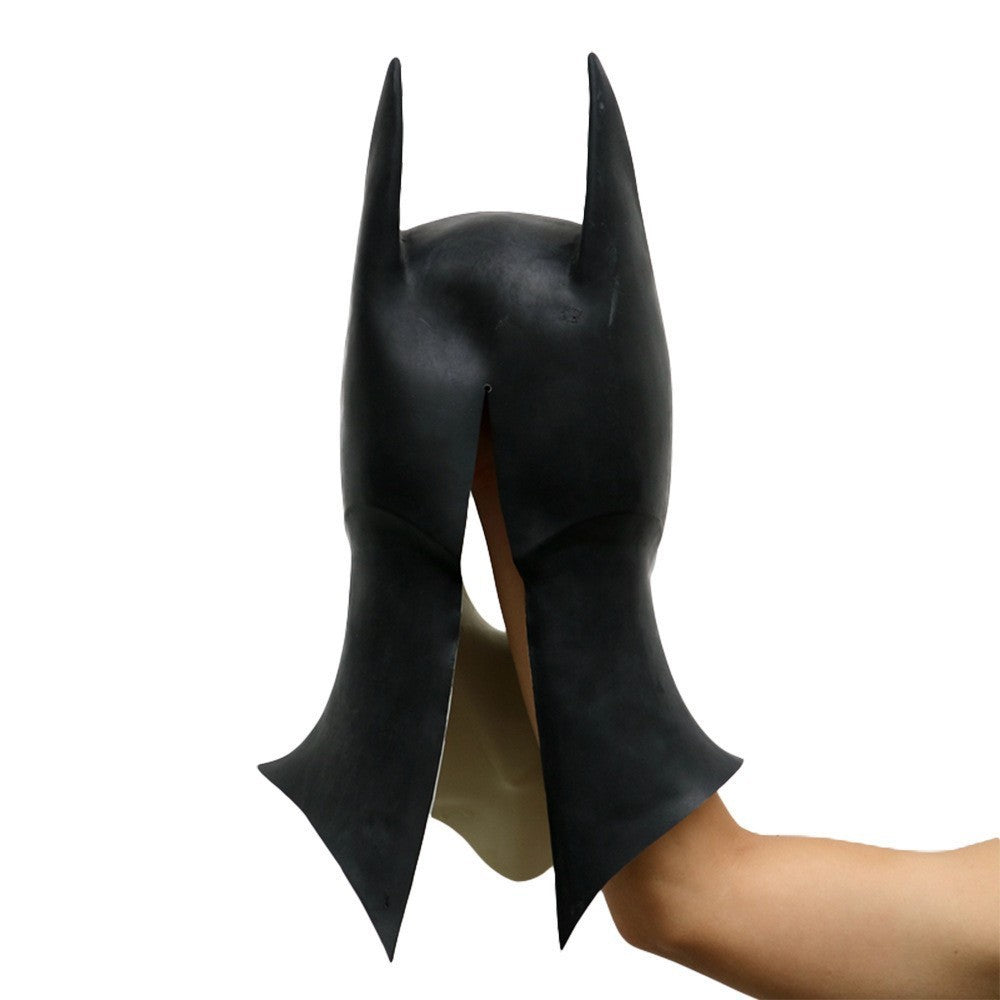 Black Bat Hero Latex Mask Full Head Superhero Costume Mask for Halloween Cosplay Carnival Party Adult