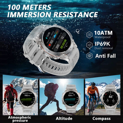 Novo T-Rex 3 GPS Smart Watch AMOLED de 1,43" à prova d'água 10ATM GNSS de banda dupla integrado Bússola Militar Esportivo Smartwatch Pulseira Masculina