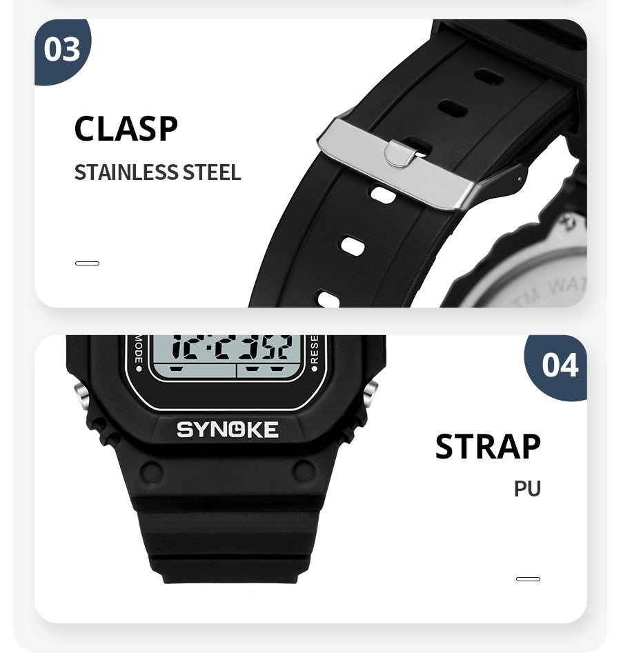 SYNOKE Outdoor Military Digital Watch For Men Fashion Retro Men Watch Sports Waterproof Men Watch Multifunctional Luminous