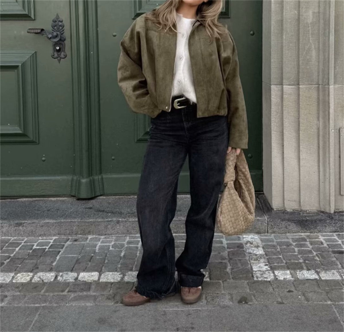 Women Lapel Zipper Solid Jacket Long Sleeve Autumn Winter Fashion Bomber Coat 2025 New In Retro Street Coats Lady Casual Jackets