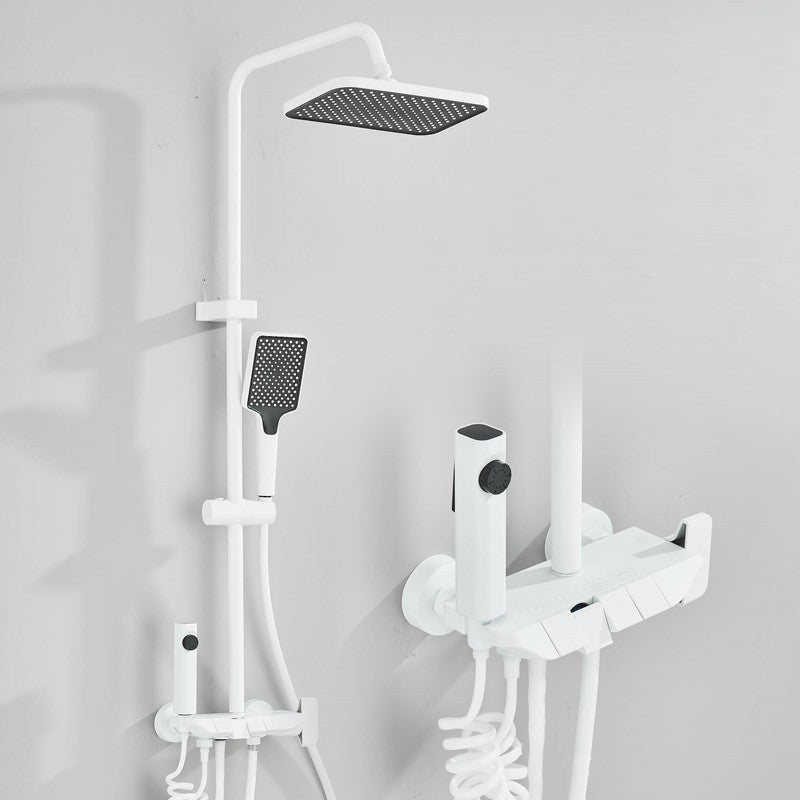 Conjunto de Torneira de Chuveiro Digital Inteligente Rozin Preto Estilo Piano Sistema de Banheiro Queda de Chuva Misturador Digital Cinza com Chuveirinho Bidê