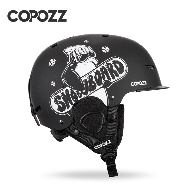 COPOZZ Novo Capacete de Esqui Unissex com Certificado, Meio-Coberto, Anti-impacto, Para Adultos e Crianças, Segurança na Neve, Capacete de Snowboard