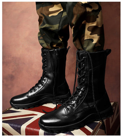 Botas de Couro Genuíno Masculinas de Cano Curto Botas Masculinas de Inverno de Couro com Pelo Quente para Exército Caça Sapatos Masculinos Botas Casuais Pretas
