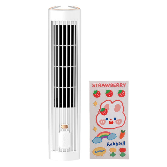 Tower Fan USB Charging Portable Air Conditioner 1200mAh Desktop Cooling Fan Wireless Desk Fan for Home Office