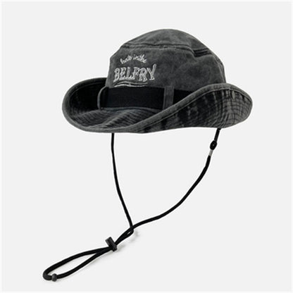 Chapéu de Montanhismo Masculino e Feminino de Algodão Lavado Vintage Bordado Chapéu de Pescador Proteção Solar para o Ar Livre Chapéu de Cowboy Ocidental