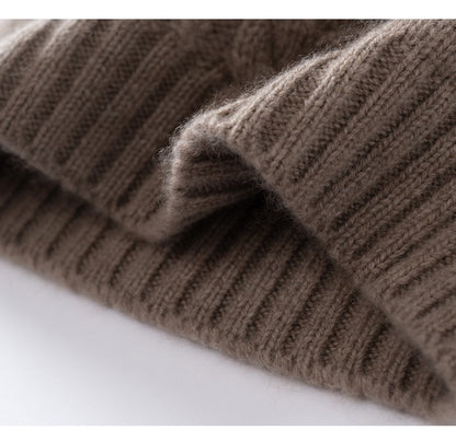 Autumn Winter Cute Hat Knitted 100% Cashmere Wool Hat Cat Ears Thickened Warm Ear Protection Knitted Beanie