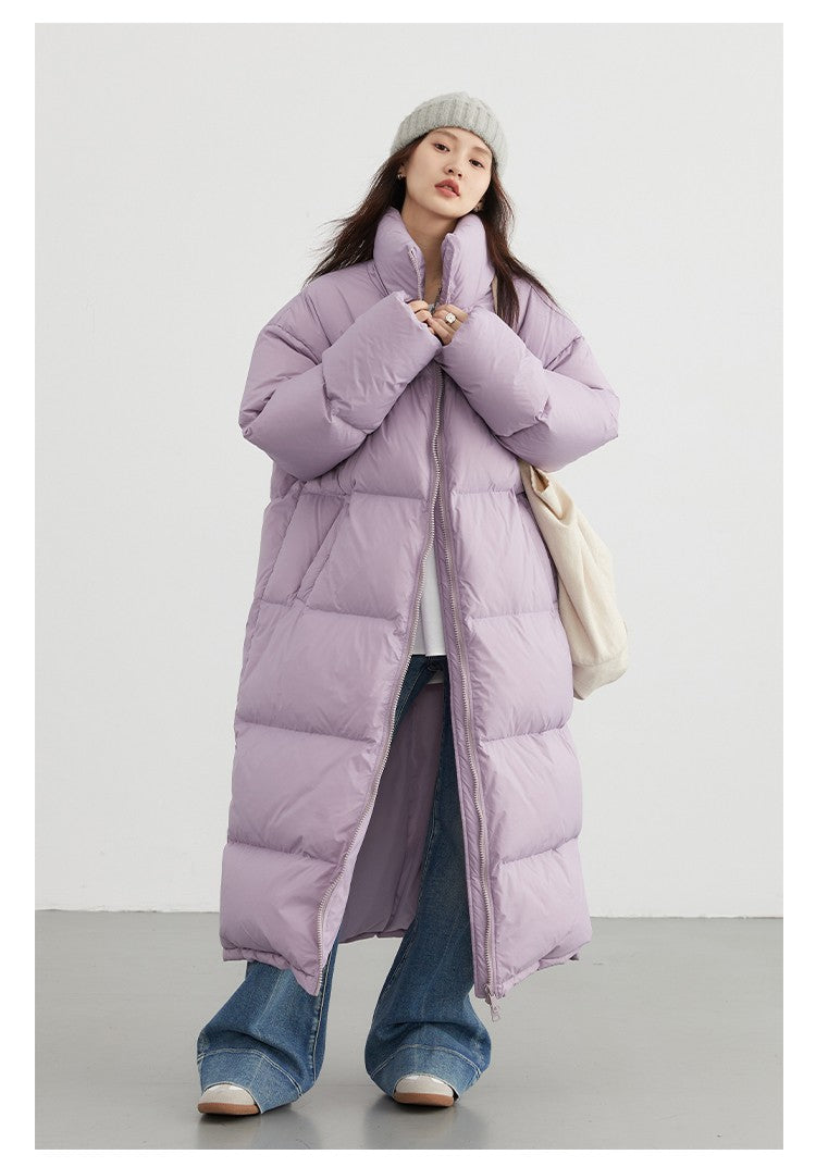 CHIC VEN Women Down Coats Loose Thick Stand-up Collar New Long Thick Down Jacket 80 White Duck Down Female Outerwear Winter 2024