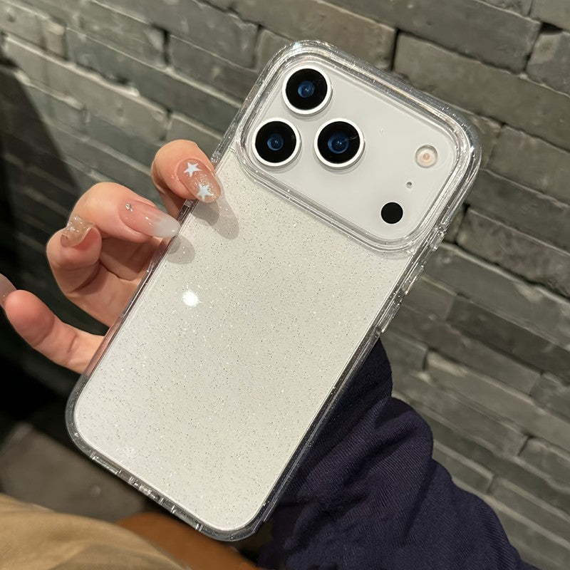 Capa de Telefone Transparente com Glitter Bling de Luxo para iPhone 17 Pro Max 16 15 14 13 12 11 XS X XR 7 8 16 Plus 16E 17 Air