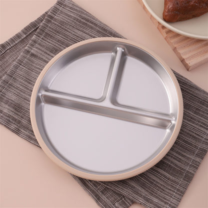 Color Kids 1PCS Stainless Steel Plate Detachable Suction Dishes Baby Feeding Sucker Bowl Food Grade Silicone Food Tray Tableware
