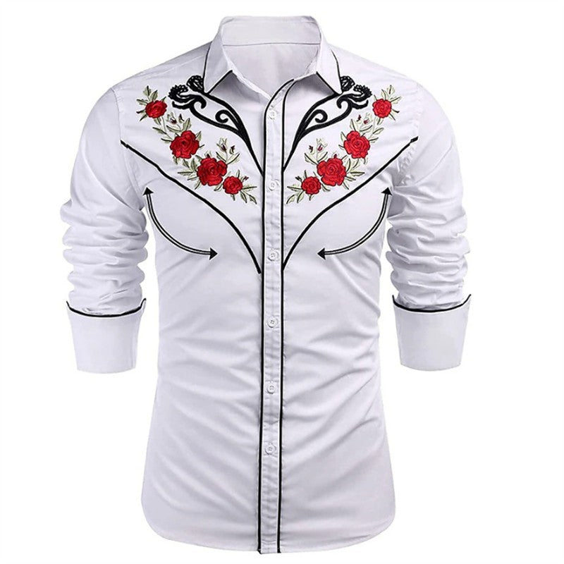 Top Men's Shirt Western Tribal Ethnic Style Designer Design Rose High Quality Luxury Men Sports Leisure Outdoor Party 2023 New