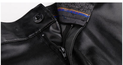 Men's Leather Pants Straight Fit Elastic PU Leather Trousers Motorcycle Pants Thin