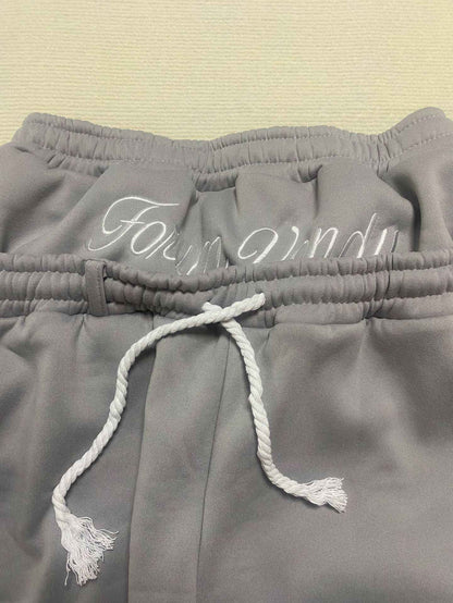 Harajuku Loose Double Waisted Sweatpants Y2K American Solid Color Letter Embroidery Casual Pants Hip Hop Drawstring Waist Jogger
