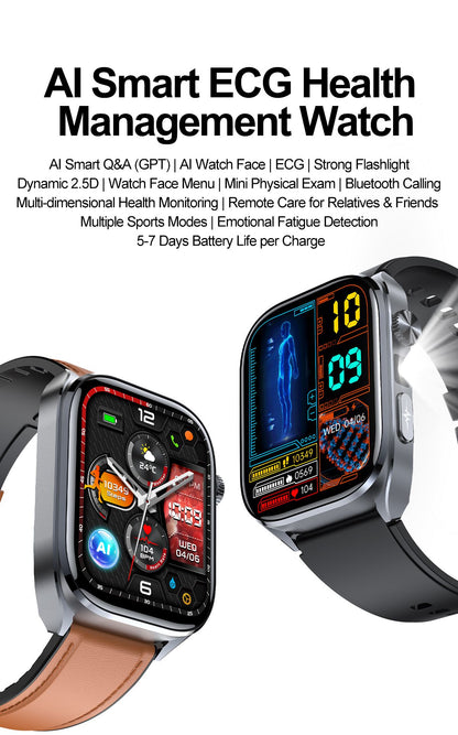 Smartwatches 2025: Novo ECG+PPG, relógio feminino e masculino, ácido úrico, pressão arterial, oxigênio no sangue, análise corporal, gordura corporal, chamadas BT, lanterna de LED.