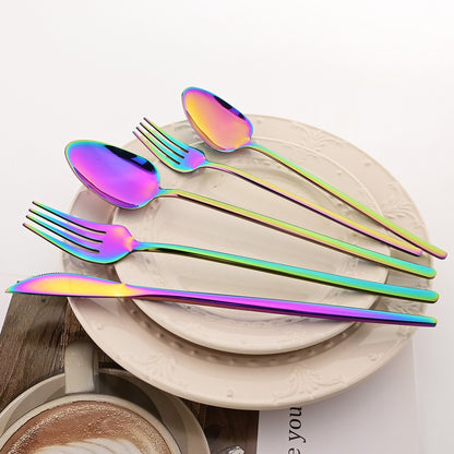 40pcs Rose Gold Dinnerware Set Mirror Fork Knife Spoon Tableware Western Stainless Steel Cutlery Set Dessert Fork Spoon Flatware