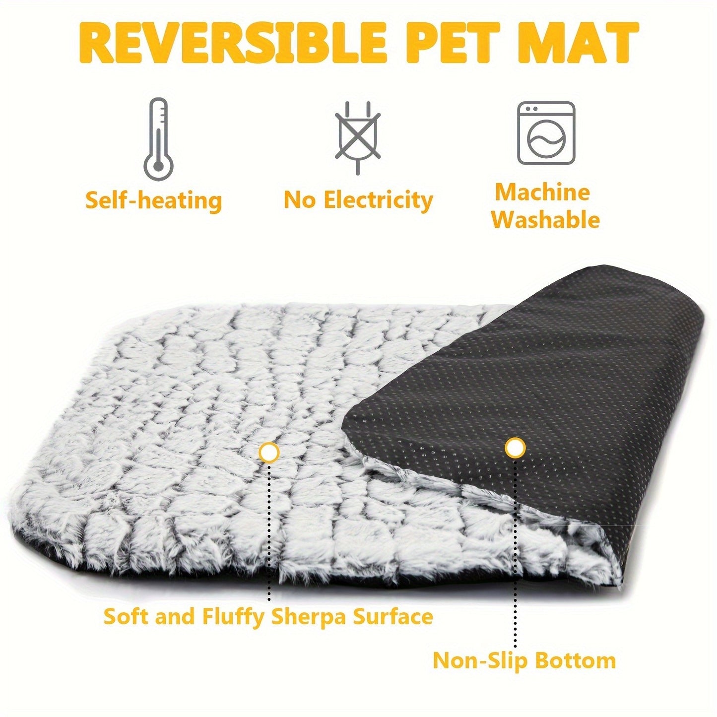 Cama Autorregulável para Gatos, Almofada Aquecedora Macia para Gatos e Cães Interna e Externa, Tapete Térmico Lavável Antiderrapante para Gatos