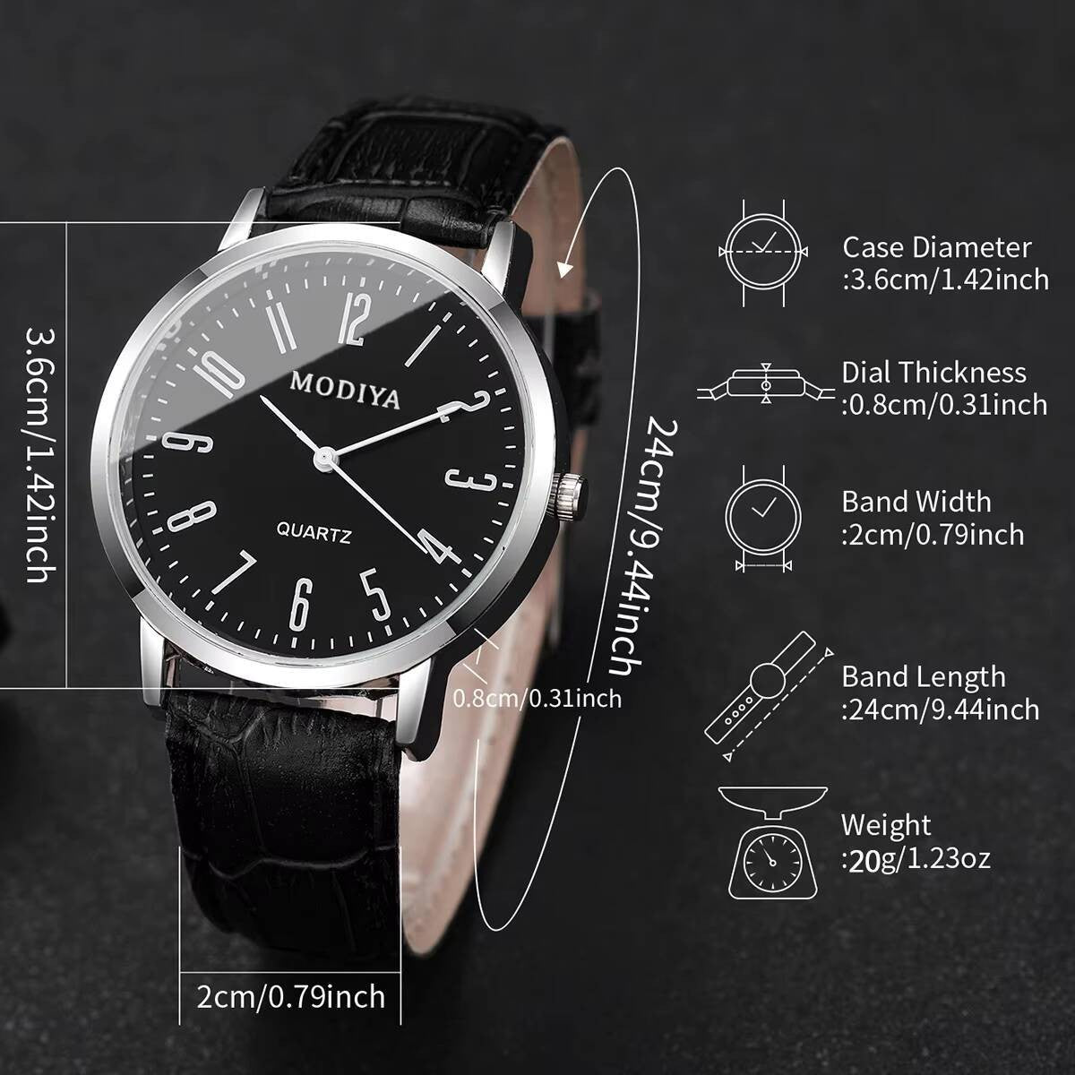 3PCS/Set Fashio Arabic Dial Men Business Watches Casual Leather Strap Quartz Wristwatches Reloj Hombre?Without Box?