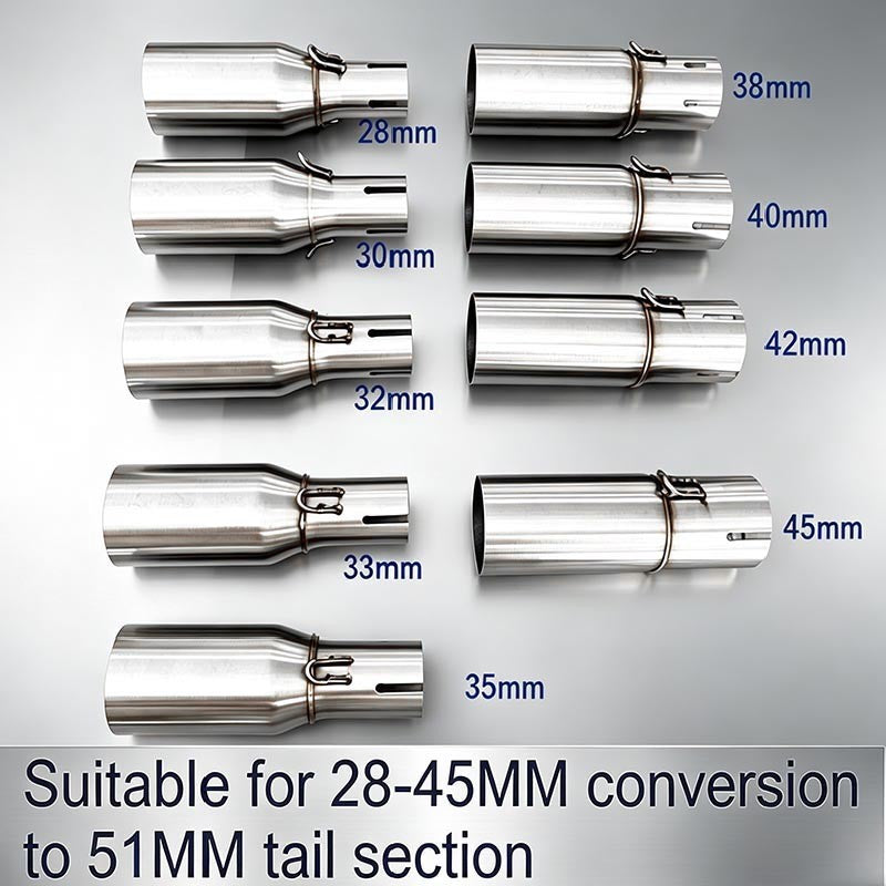 28 32 38 45mm Adapter 51mm Exhaust Section Non-Destructive Install Motorcycle Exhaust Pipe Modification Exhaust Middle Section