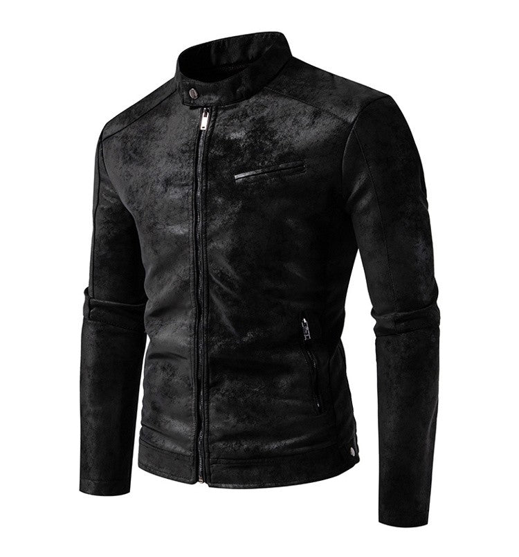 New American Retro Leather Jacket with A High-end Feel, Retro Tie Dye Washed Matte Craftsmanship, Cool Motorcycle Leather Jacket