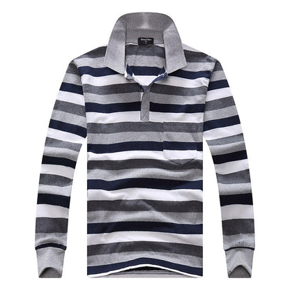 Cotton Polos Men Long Sleeve Mens Polo Shirt Spring Autumn Striped Male Polo Dress Classic Business 2018 Father Gift Drop Ship