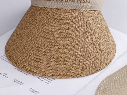 2022 venda quente Verão senhora Vazio Top Viseira Chapéu Verão palha Aba Larga letra Bonés de Sol Chapéu de Proteção UV para mulheres Chapéu de praia