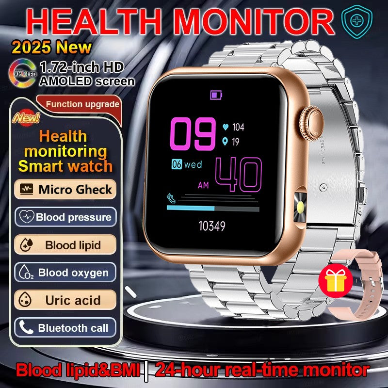 2025 Novo Smartwatch Feminino de LED com IA, Diagnóstico Inteligente, Monitor de Saúde HRV+PPG, Pressão Arterial, Oxigênio no Sangue, IP68, NFC?