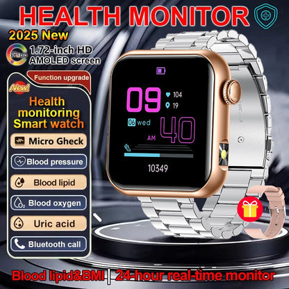2025 Novo Smartwatch Feminino de LED com IA, Diagnóstico Inteligente, Monitor de Saúde HRV+PPG, Pressão Arterial, Oxigênio no Sangue, IP68, NFC?
