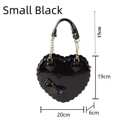 PU Heart Lolita Handbags Girls Bowknots Decor Japanese Shoulder Bags Two Sized Kawaii Shell Purses Cute Pink Messenger Bag Gifts