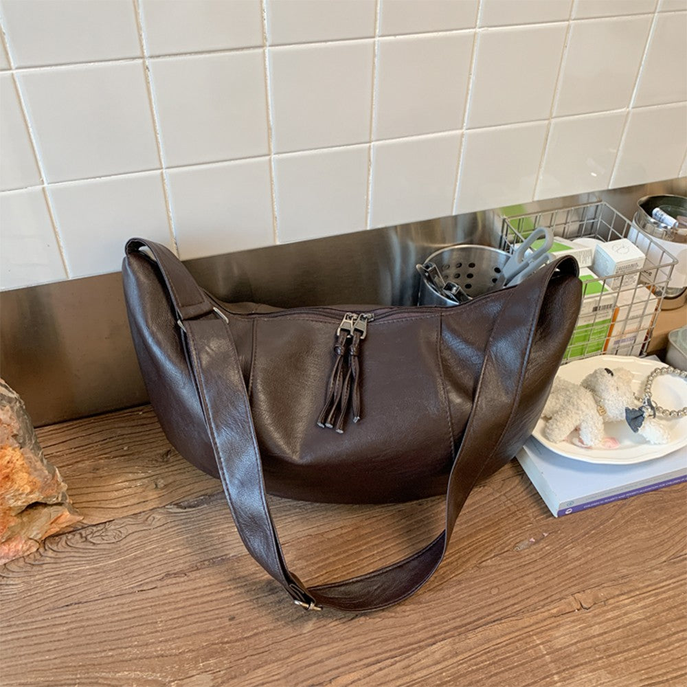 Small Niche Design Women's Large-Capacity Autumn and Winter Versatile Wide-Strap Single Shoulder Crossbody Dumpling Bag