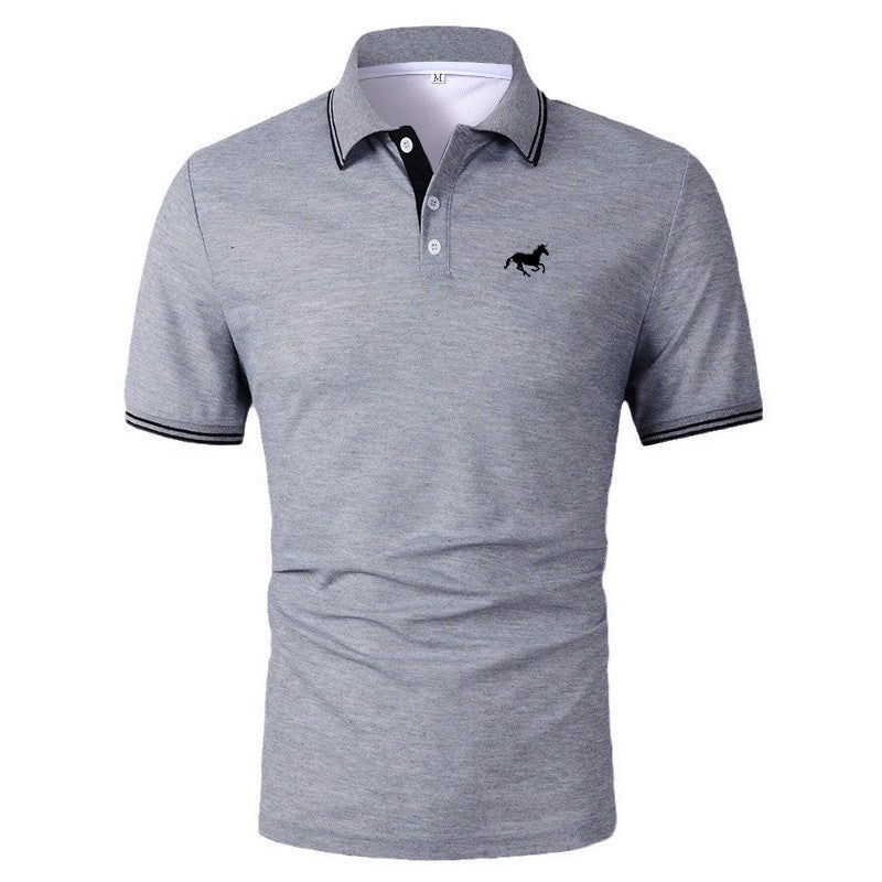 100% Polyester New Men Clothes Summer Short Sleeve Fashion Business Casual Lapel Polo Shirt Logo Print Men Sport Golf Polo Shirt
