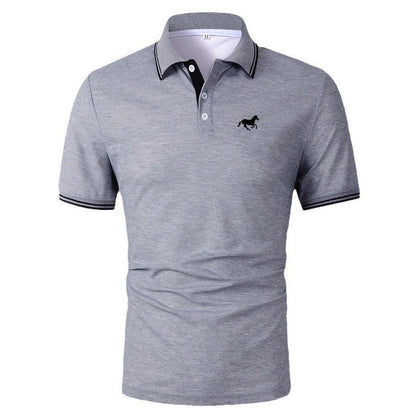 100% Polyester New Men Clothes Summer Short Sleeve Fashion Business Casual Lapel Polo Shirt Logo Print Men Sport Golf Polo Shirt