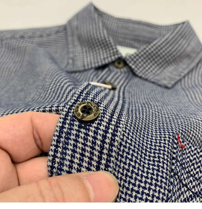 Plaid shirt Men's vintage shirt American cargo cotton loose casual coat