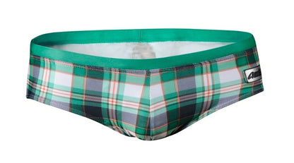 GANYANR Brand Swimming Trunks Swimwear Men Sunga Swimsuit Bikini Gay Sexy Swim Shorts Plaid Briefs Low Waist Bulge Pouch 2017