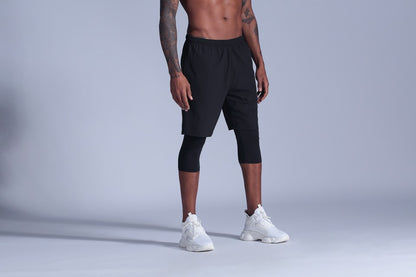 2 in 1 Compression Pants Mens basketball shorts Leggings sport Running Shorts High Elastic Dry Fit Training Tights Jogging Pants